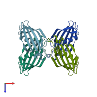 PDB entry 3esi coloured by chain, top view.