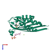 PDB entry 3esj coloured by chain, top view.