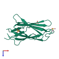 PDB entry 3esm coloured by chain, top view.