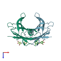 PDB entry 3eso coloured by chain, top view.