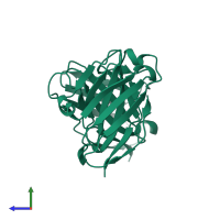 PDB entry 3esu coloured by chain, side view.