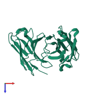 PDB entry 3esu coloured by chain, top view.