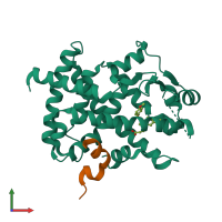 PDB entry 3et3 coloured by chain, front view.