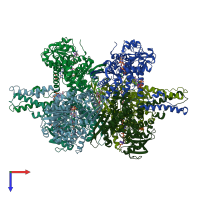 PDB entry 3ete coloured by chain, top view.