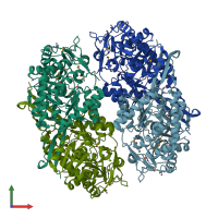 PDB entry 3etf coloured by chain, front view.