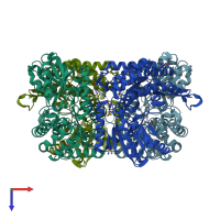 PDB entry 3etf coloured by chain, top view.