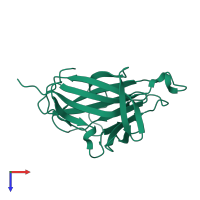 PDB entry 3etp coloured by chain, top view.