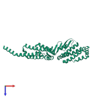 PDB entry 3etu coloured by chain, top view.