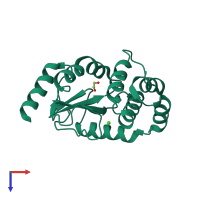 PDB entry 3eu3 coloured by chain, top view.