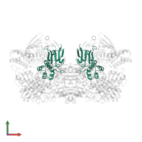 Xanthine dehydrogenase/oxidase in PDB entry 3eub, assembly 1, front view.