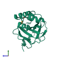 PDB entry 3eur coloured by chain, side view.