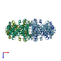 PDB entry 3euw coloured by chain, top view.