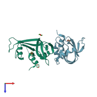 PDB entry 3euy coloured by chain, top view.