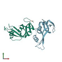 PDB entry 3euz coloured by chain, front view.