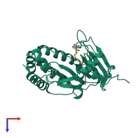 PDB entry 3eva coloured by chain, top view.