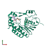 PDB entry 3evc coloured by chain, front view.