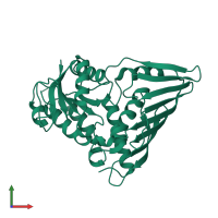 PDB entry 3evn coloured by chain, front view.