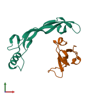 PDB entry 3evs coloured by chain, front view.