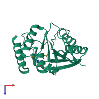 PDB entry 3evz coloured by chain, top view.