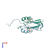 PDB entry 3ew0 coloured by chain, top view.