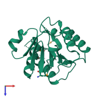 PDB entry 3ew7 coloured by chain, top view.