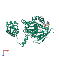 PDB entry 3ew9 coloured by chain, top view.