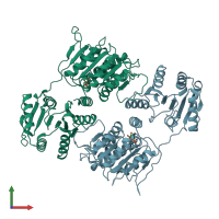 PDB entry 3ews coloured by chain, front view.