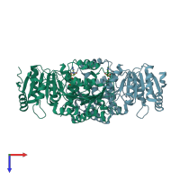 PDB entry 3ews coloured by chain, top view.