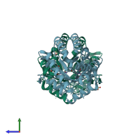 PDB entry 3ewu coloured by chain, side view.