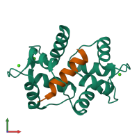 PDB entry 3ewv coloured by chain, front view.