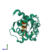 PDB entry 3ewv coloured by chain, side view.
