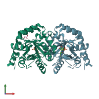 PDB entry 3ex2 coloured by chain, front view.