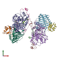 PDB entry 3ex7 coloured by chain, front view.