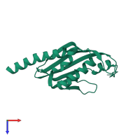 PDB entry 3ex9 coloured by chain, top view.