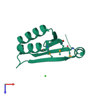 PDB entry 3exc coloured by chain, top view.