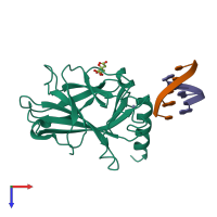 PDB entry 3exl coloured by chain, top view.
