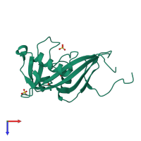 PDB entry 3exq coloured by chain, top view.