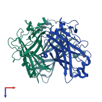 PDB entry 3exw coloured by chain, top view.