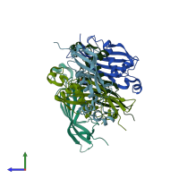 PDB entry 3exz coloured by chain, side view.