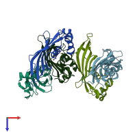 PDB entry 3exz coloured by chain, top view.