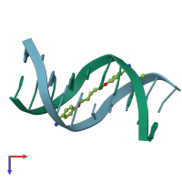 PDB entry 3ey0 coloured by chain, top view.