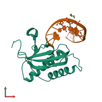 PDB entry 3ey1 coloured by chain, front view.