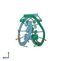 PDB entry 3ey2 coloured by chain, side view.
