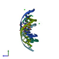 PDB entry 3ey3 coloured by chain, side view.