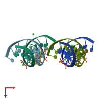 PDB entry 3ey3 coloured by chain, top view.