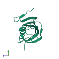 PDB entry 3ey6 coloured by chain, side view.