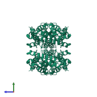 Nuclear hormone receptor RXR in PDB entry 3eyb, assembly 1, side view.