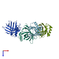 PDB entry 3eyc coloured by chain, top view.