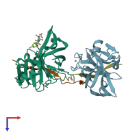 PDB entry 3eyd coloured by chain, top view.