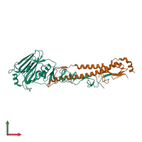 PDB entry 3eyj coloured by chain, front view.